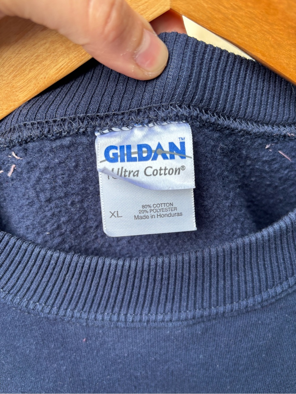 Gildan Navy Pullover with Large Doily Appliqué - Picture 6 of 6